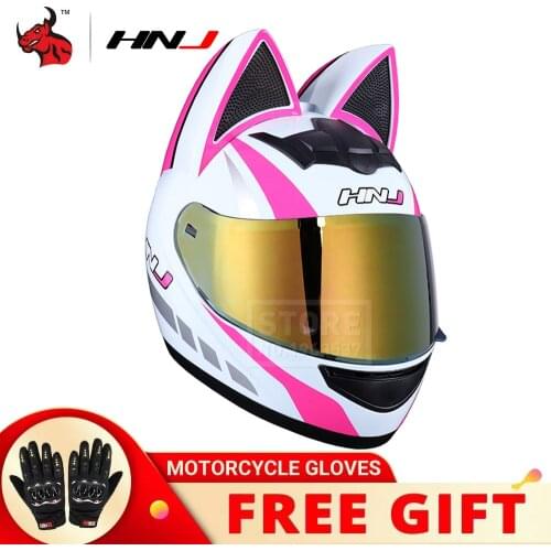 Women Motorcycle Helmet Women Moto Helmet Moto Ear Helmet Personality Full Face Motor Helmet Motocross Capacete Casque Black