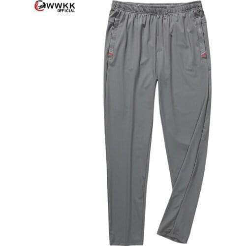 WWKK Men Running Casual Sport Pants With Zipper Pockets Football Training Joggings Sweatpants Basketball HIking Trousers