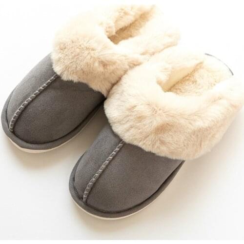 Men Winter House Slipper Solid Color Simple Warm Shoes Male Plush Cotton Soft Slipper Men Simple Furry Slipper Men Shoes