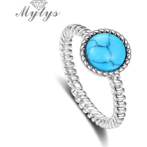 Mytys Women Statement Cable Ring Blue Stone Trendy Fashion Bohemian Style Ring R2170