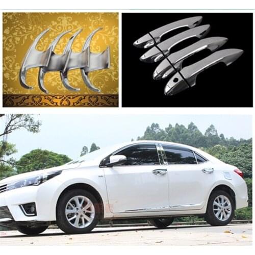 FUNDUOO New Chrome Car Door Handle Cover + Cup Bowl Trim Sticker For Toyota Corolla 2014 2015 Car Accessories