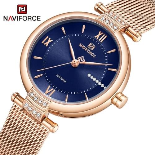 NAVIFORCE Fashion Gold Women Watch Luxury Simple Lady Quartz Wristwatch Elegant Girl Gift Bracelet Female Clock Relogio Feminino