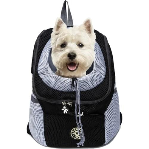 Newst Out Double Shoulder Portable Travel Backpack Outdoor Pet Dog Carrier Bag Pet Dog Front Bag Mesh Backpack Head