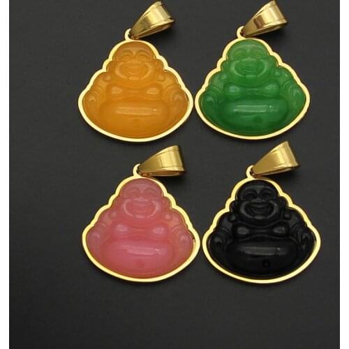 New 2020 Fashion INS Resin Maitreya Pendant For Women Necklace Gold Chain Stainless Steel Buddha Necklace Jewelry Drop Shipping