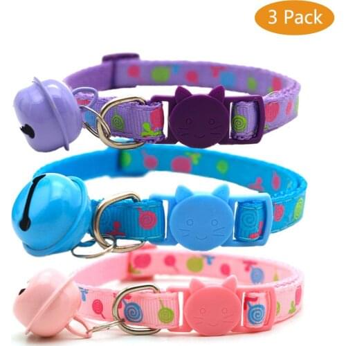 3 pieces/lot Cat Collar with Bell Breakaway Safety Adjustable Puppy Small Dog Collar Kitten Cats Necklace Chihuahua Pet Supplies