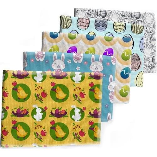 Easter Day Colorful Eggs Printed Bullet Textured Liverpool Patchwork Tissue Kids home textile 50*145cm