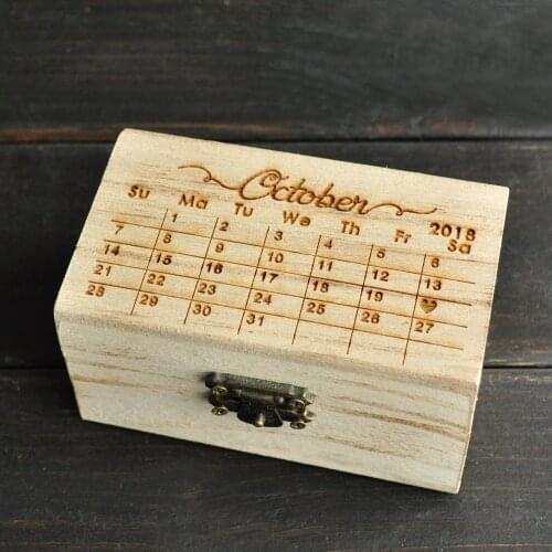 Personalized Ring Bearer Box,Save the Date Calendar Custom Wooden Ring Box,Rings Holder,Ring Pillow Keepsake Box,Wedding Gift