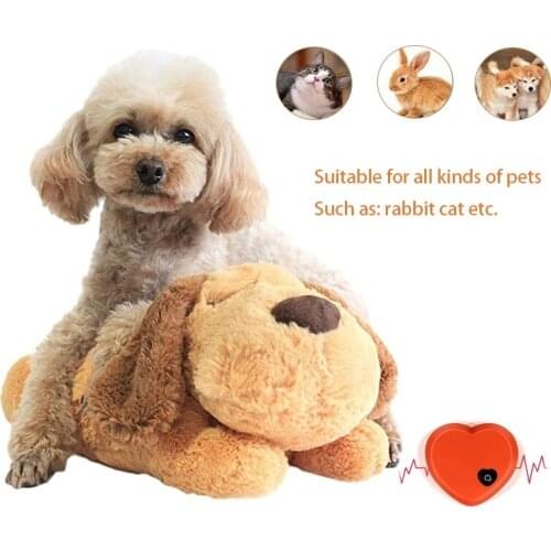 Plush Heartbeat Puppy Behavioral Training Aggressive Chewers Toy Comfortable Snuggle Anxiety Relief Sleep Aid Doll for All Pet
