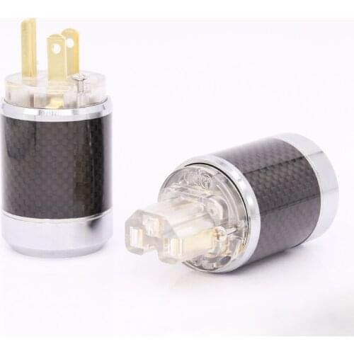 Gold Plated Carbon fiber US AC Male Plug HIFI Female Power connector DIY AC Power cable