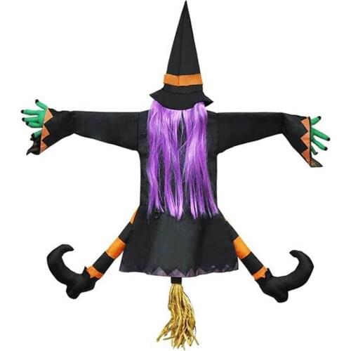 Halloween Prop Vivid Crashing Witch Into Tree Doll Funny Tree Hugger Witch Doll For Halloween Decoration Garden Tree Decor
