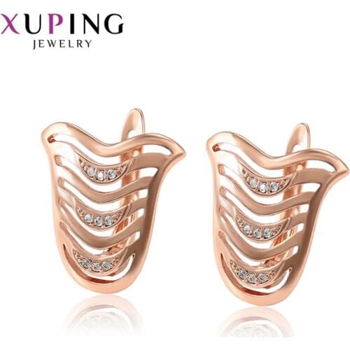 Xuping Fashion Rose Gold Color Plated New European American Style Womens Beautiful Hoop Earrings Jewelry Gifts S196,3-98266