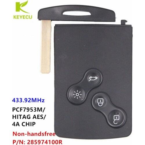 KEYECU Replacement Non-handsfree Remote Key Fob 433MHZ PCF7953M/4A Chip for Renault Clio IV Captur 2013-2018 P/N: 285974100R