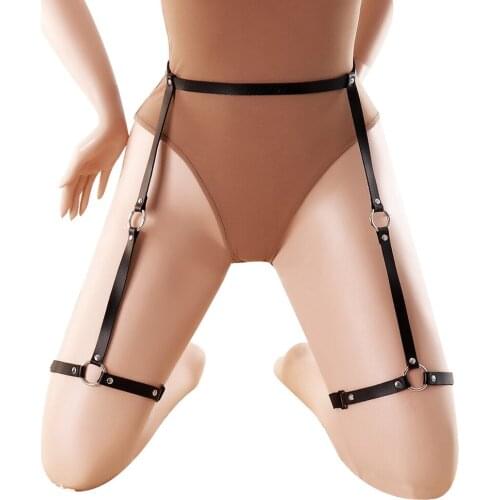 Sword Belt Punk Erotic Lingerie Fetish Leather Waist Straps Women Thigh Garter Belts Bondage Suspender Body Harness Bra Party