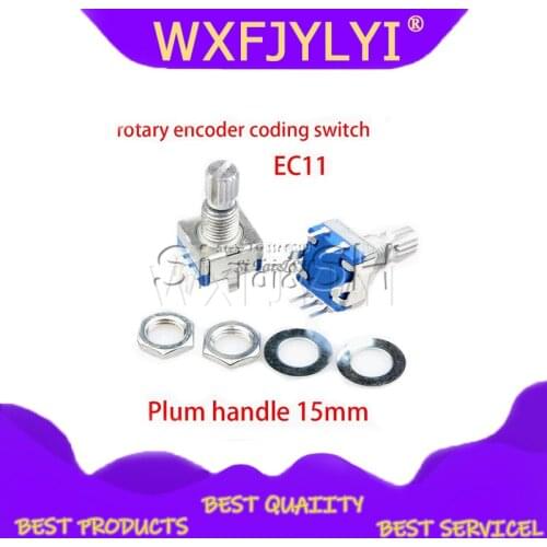1PCS Plum handle 15mm rotary encoder coding switch / EC11 / digital potentiometer with switch 5 Pin