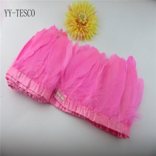 10 yards Pink Goose Feather Trims Dyed Goose Feather Ribbons 15-20cm Duck Feather Fringes for Carnival Ornaments DIY decoration