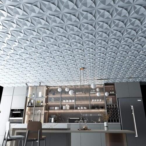 12PCS Plastic 3D Suspended Ceiling Tile Gray Floral (60x60cm)