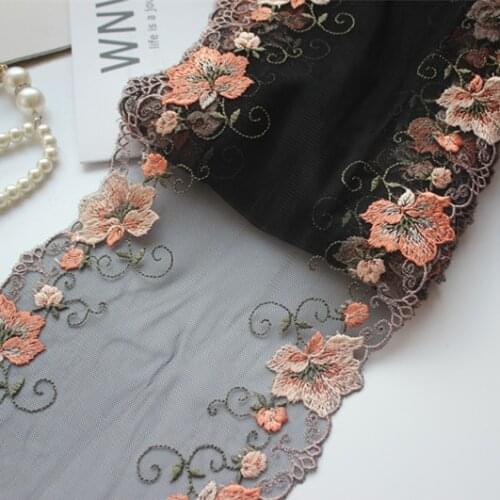 2Yards 15Yards Bilateral Embroidered Floral Tulle Lace Trim ,Mesh Embroidery Lace Ribbon Lace Garden