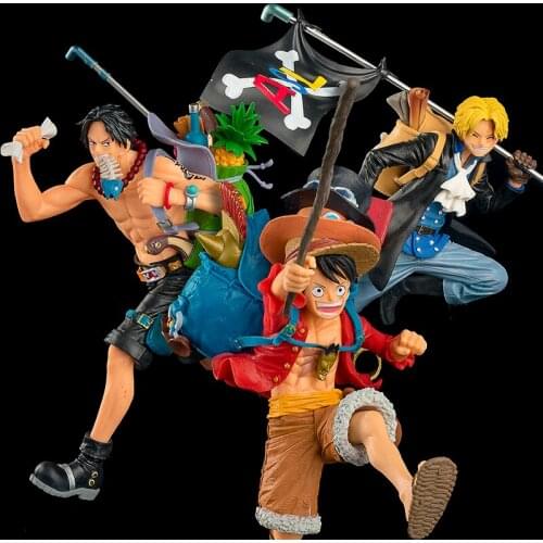 21CM Anime Luffy Ace Sabo Figure Action Anime three brothers running Figure Toys Collection Model Doll for children gifts