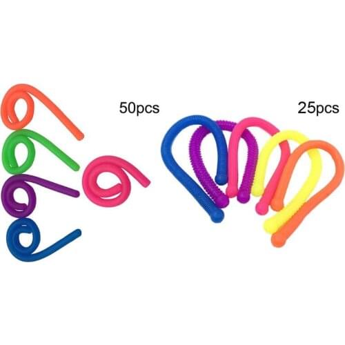 25/50pcs Pack TPR Elastic Noodle Rope Vent Toy Release Stress Abreaction Stretch String Children Adults Creative Funny Toy D0AF