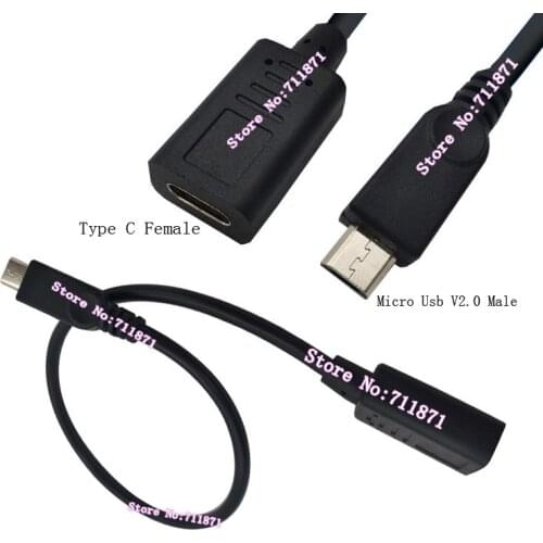 25cm Type C Female Micro Usb V2.0 Male Data charging line Cable Micro Usb Male Type C Female Cable Line Adapter Type C Micro Usb