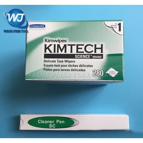280pcs/box Optical Fiber Cleaning Kimwipes Dustfree Paper+Fiber Optic Smart Cleaner Pen LC/MU 1.25mm Fiber Optic Cleaning Tool