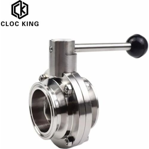 3/4“ 1” 1-1/2" 2" 3" 4" SS304 Stainless Steel Sanitary 50.5/64/77.5/91mm Tri Clamp Butterfly Valve Homebrew Beer Dairy Product