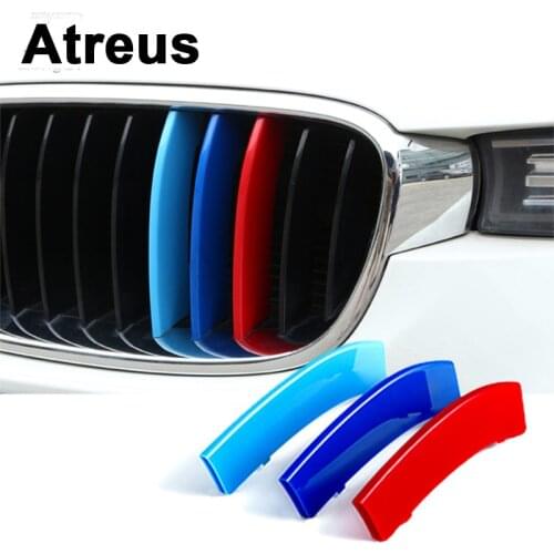 Atreus 3D 3pc For BMW F30 F10 F07 G30 F34 M Power Performance Car Front Grille Trim Strips Covers Motorsport Decorative Stickers