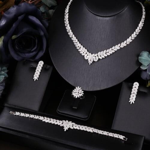 Janekelly African 4pc Bridal Jewelry Sets New Fashion Dubai Necklace Sets For Women Wedding Full Sets Party Accessories Design