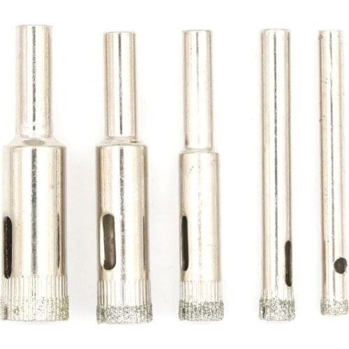 5Pcs 5/6/8/10/12mm Diamond Coated Core Hole Saw Drill Bits Tool Cutter For Tiles Glass Drilling Tools