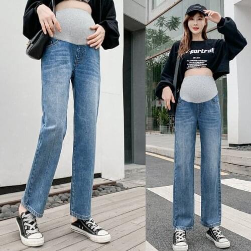 6066# Maternity pants Spring Autumn Maternity Jeans Belly Support Pants Elastic Waist Loose Maternity Trousers