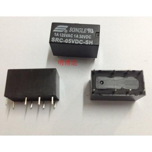 Free Shipping 100% new original relay 10pcs/lot SRC-05VDC-SH 5V 1A 8PIN