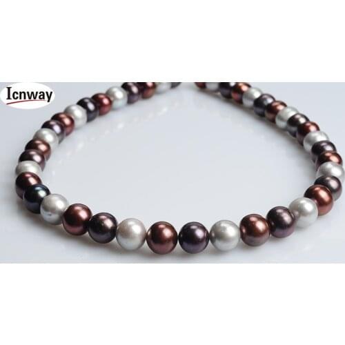 FreeShipping Natural AA+ round Freshwater Pearl 9-10mm 15inches DIY necklace bracelet earring Wholesale