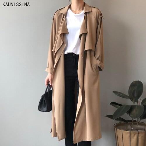 Long Coat Women Double Breasted Slim Trench Coats Outwear Female Classic British Style Trench Loose Streetwear Chic Windbreaker