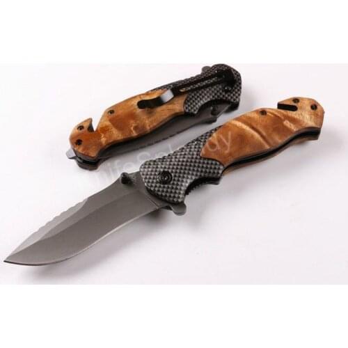 Bron X50 Pocket Folding Knife 440 Blade Steel+Red Shadow Wood Handle EDC Tactical Hunting Fishing Knifes Survival Tool Knives