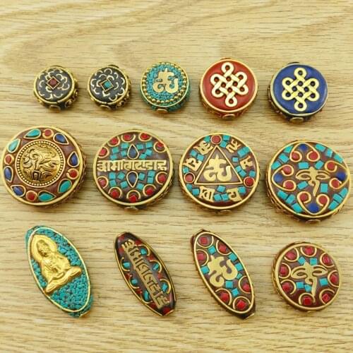 Nepal China Beiyun 44-47 Handmade Brass Mosaic Gezhu DIY Buddha Bead Accessories