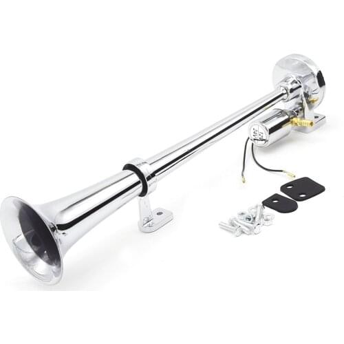 Single-tube Trumpet Electric Horn Chrome Loud Air Horn Loudspeaker Kit 150dB 12V/24V Universal for Train Truck Lorry
