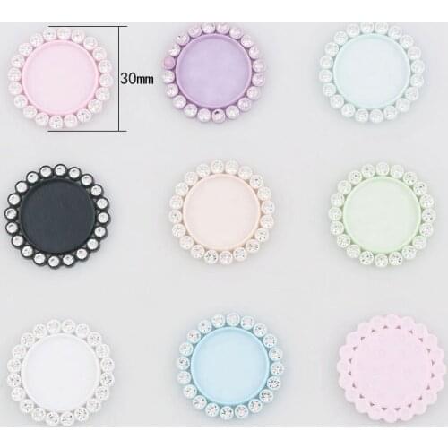 New DIY 50pcs 30mm inner 20mm Mix Color Round Resin Flatback Base Setting Rhinestone Cabochon Base Frame Setting Accessory