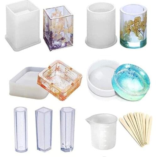 Hand-made 6-piece UV silicone ashtray, transparent resin, pottery clay, DIY combination mold, jewelry accessories