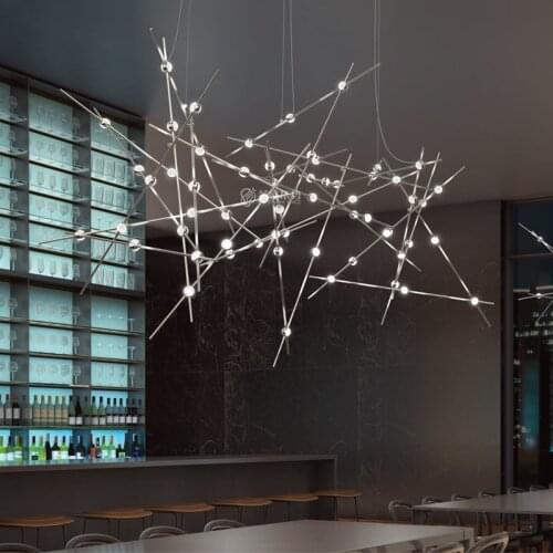 Postmodern Chandelier Nordic Minimalist Art Creativity Starry Stainless Steel Living Room Dining Table Exhibition Hall Lamps