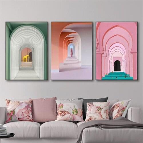 Romantic Building Landscape Abstraction Animals Bird Giraffe Canvas Painting Wall Picture Printing Poster Living Room Decoration