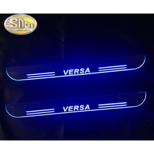 SNCN 4PCS Car LED Door Sill For Nissan Versa 2013 - 2018 2019 Ultra-thin Acrylic Dynamic LED Welcome Light Scuff Plate Pedal