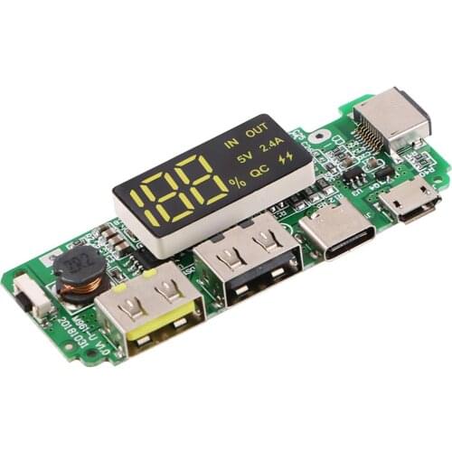 LED Dual USB 5V 2.4A Micro/Type-C USB Mobile Power Bank 18650 Charging Module Lithium Battery Charger Board Circuit Protection