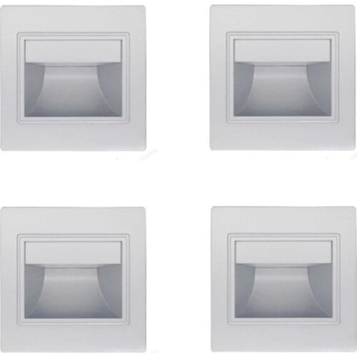 4Pcs Stair Light Led 3W LED Recessed Wall Light Footlight Step Lamps Indoor Background Lighting Nightlight Stairway Corridor wit