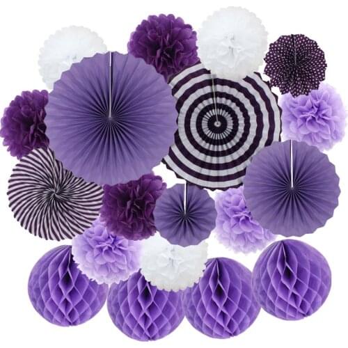 Wedding Party Decoration 8" 10" 12" 16" Mixed Size Orange Purple Pink Set Hanging Paper Crafts Ornaments Baby Baptism Decor