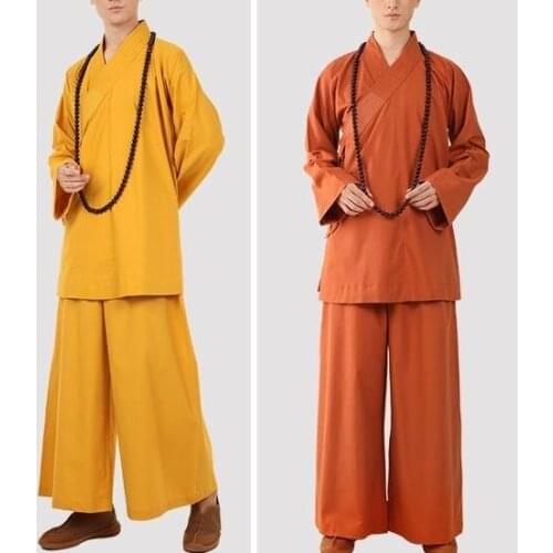 Unisex Autumn&Spring high-grade cotton&linen buddhist zen lay lohan clothing shaolin monk kung fu suits martial artsuniforms