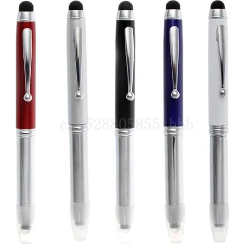Universal 3 in 1 Tablet Capacitive Stylus Pen LED Flashlight Ball Point Pen Microfiber Touch Screen Pen for Iphone for Samsung