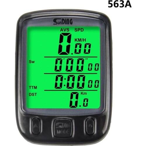 Sunding SD 563A Waterproof LCD Display Cycling Bike Bicycle Computer Odometer Speedometer with Green Backlight free shipping