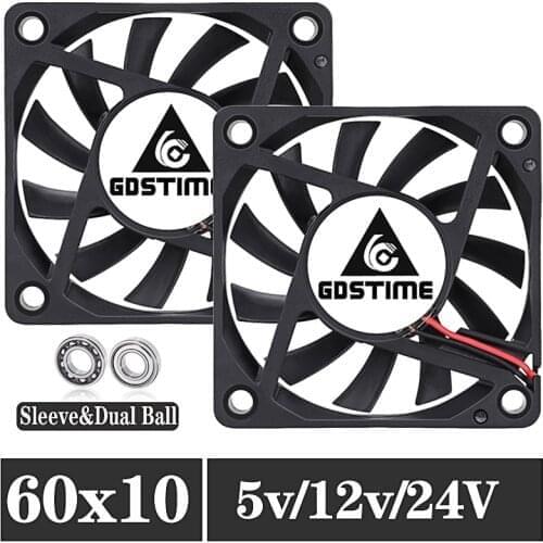 2 Pcs Gdstime 60mm 5V 12V 24V Volt 6cm 60x60x10mm Cooling Fan 6010 For Computer PC CPU Cooler USB 2PIN 3PIN Ball Brushless Fan