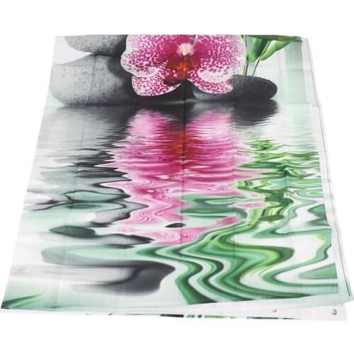 India Spa Zen Buddha Water Yoga Shower Curtain Polyester Fabric Waterproof Massage Stone Orchid Bathroom Bath Curtains 1.8x1.8