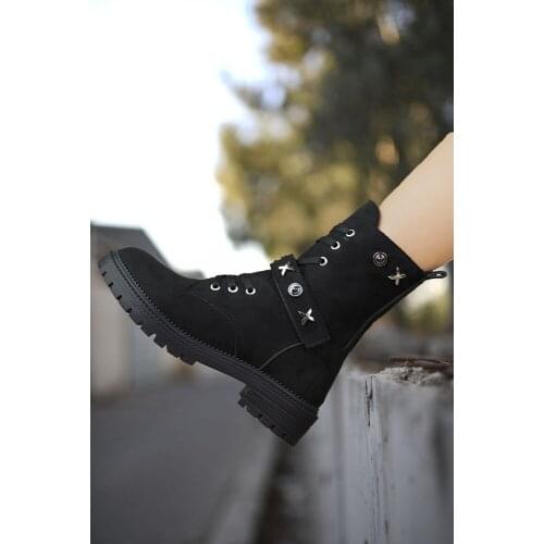 Sheepskin Mink Women 'S Cubic Zirconia Boots Suede Materıal Beige Layd Shoes Non-Slip Sole Round Toe With Elastic Band And laced